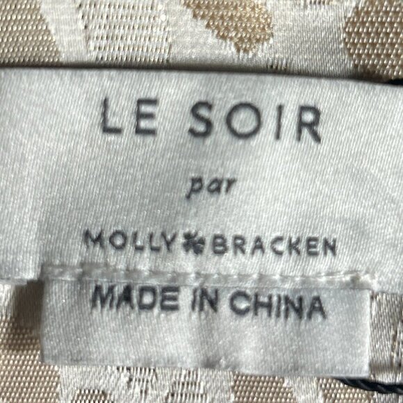 Molly Bracken Le Soir SZ S Cream & Pale Gold metallic shift dress formal mod 60s - Picture 12 of 14